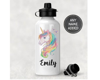 Unicorn water bottle Personalised school metal bottle dance sports girls, drink, Bottle, School, Bottle, Kids, Girls Flask, Kids Children