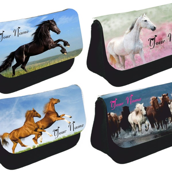 Personalised Horse Pencil Case Back to school Girls Birthday Christmas gift Stationary 4 designs to choose from Horse Gift Love Horses