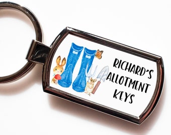 GARDEN POTTING ALLOTMENT SHED KEYRING ENGRAVED ALUMINIUM GIFT PRESENT GARDEN POTTING ALLOTMENT SHED KEYRING ENGRAVED ALUMINIUM GIFT PRESENT