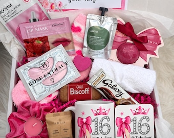 16th Birthday Pamper Box for Girls – Sweet 16 Gift Box – Birthday Pamper Gift – Chocolate Treat Box – Letterbox Birthday Gift