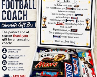Personalised Football Manager Chocolate Gift Box | End of Season Thank You Gift for Coach | Football Team Coach Appreciation Gift Team Gift