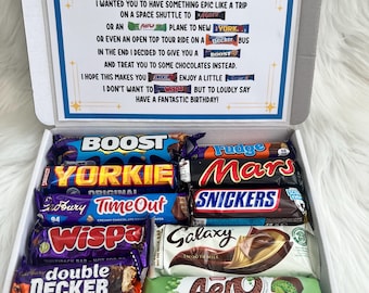 Personalised Birthday Gift 21st 18th 30th 40th Poem Chocolate Treats Box Hamper Sweet Present Gift for all ages Him Her Fast Delivery