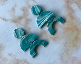 Teal Marbled Earrings