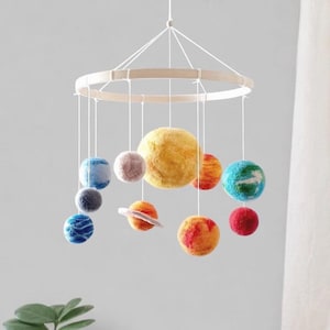 Solar system mobile crib Space mobile baby boy Felt planet mobile nursery Galaxy mobile hanging Kids room decor Newborn gift