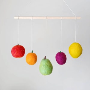 Infant Montessori mobile set Felt fruit baby mobile Montessori toddler mobile nursery Tactile crib mobile Montessori newborn gift