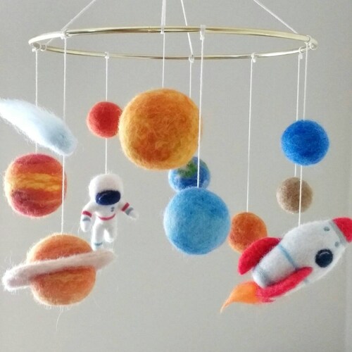 Solar System Mobile Crib Felt Mobile Nursery Astronaut Etsy