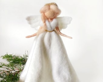 Christmas angel tree topper Needle felted angel ornament Felt angel doll Holly first communion gift Wool girl nursery decor