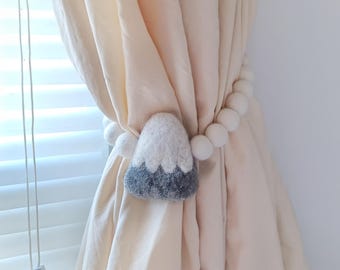 Woodland curtain holder Mountain curtain tie backs nursery Children curtain tieback Nordic curtain holdback Nature curtain pullback kids