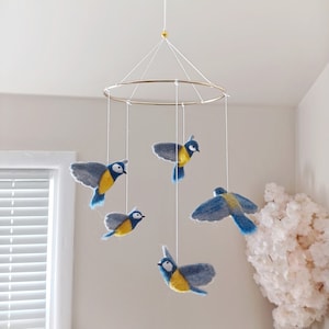 Bird Mobile for Nursery Flying Bird Baby Mobile Girl Chickadee Garden ...