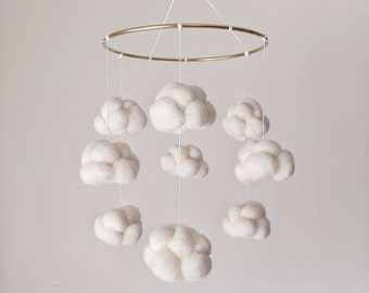 Cloud mobile nursery Baby mobile neutral Crib mobile boy Sky mobile ceiling White space mobile girl Felt clouds theme decor