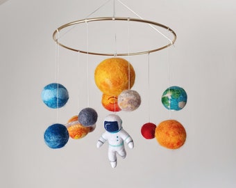 Sistema solar cuna móvil Espacio móvil para guardería Planeta móvil Espacio bebé móvil Espacio guardería colgante decoración Baby shower regalo recién nacido