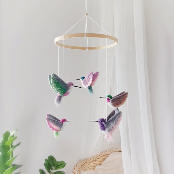 Hummingbird mobile Flying bird mobile Baby mobile girl Nature crib mobile boy Woodland nursery mobile neutral Garden birds decorations