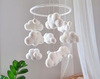 Cloud mobile nursery Cloud baby mobile neutral Cloud crib mobile boy Sky mobile girl Felt cloud nursery decor ceiling hanging gift