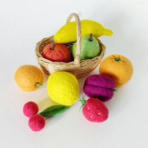 Felt fruits Needle felted play kitchen set Montessori materials Pretend play garden Montessori toddler toys Felt food decor Kids gift