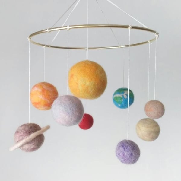 Solar system mobile crib Pastel space mobile nursery Planet mobile baby boy girl Hanging Solar system model Galaxy mobile Felt decor