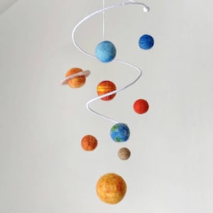 Solar system mobile nursery Space mobile baby boy Felt planets mobile crib Galaxy mobile kids Science nursery Hanging mobile for adults