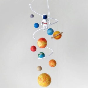 Solar system mobile nursery Outer space mobile crib Felt planets mobile baby boy Astronaut mobile hanging Galaxy mobile neutral ceiling image 7