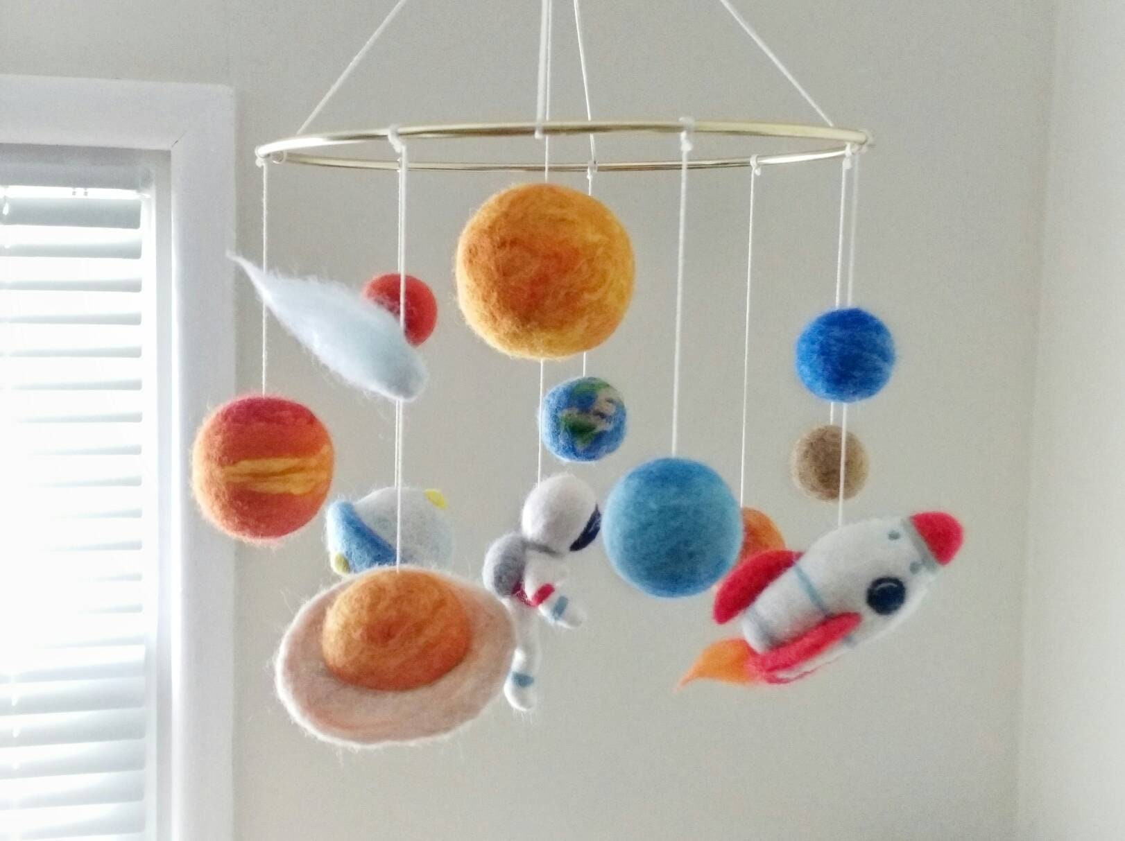 Solar System Mobile Crib Felt Planets Mobile Nursery Astronaut | Etsy