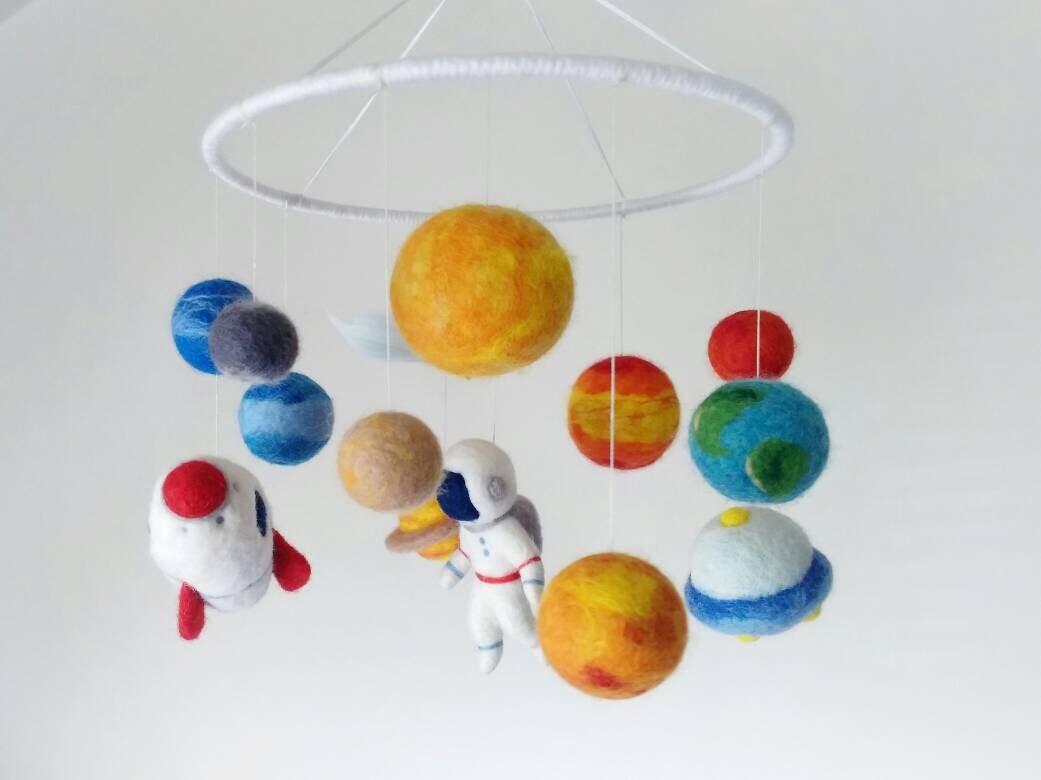Solar System Mobile Crib Felt Planets Mobile Nursery Astronaut | Etsy