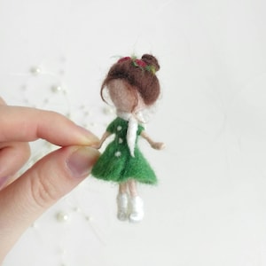 Needle Felted Fairy Doll, Miniature Felt Doll, Waldorf Dolls, Woodland Fairy, Nursery Fairy Mobile, Wool Doll, Ooak Art Doll, Gift For Girl