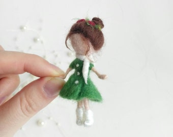 Needle Felted Fairy Doll, Miniature Felt Doll, Waldorf Dolls, Woodland Fairy, Nursery Fairy Mobile, Wool Doll, Ooak Art Doll, Gift For Girl