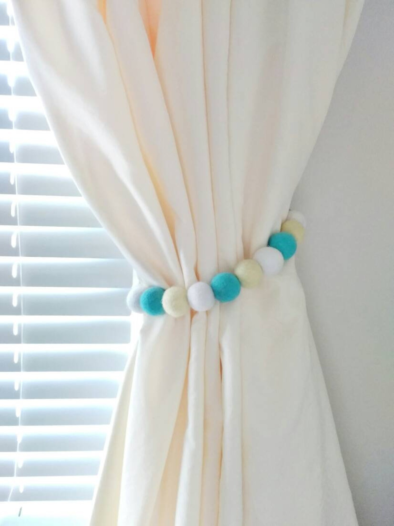 Curtain tie backs turquoise Curtain holdback nursery Felt Etsy