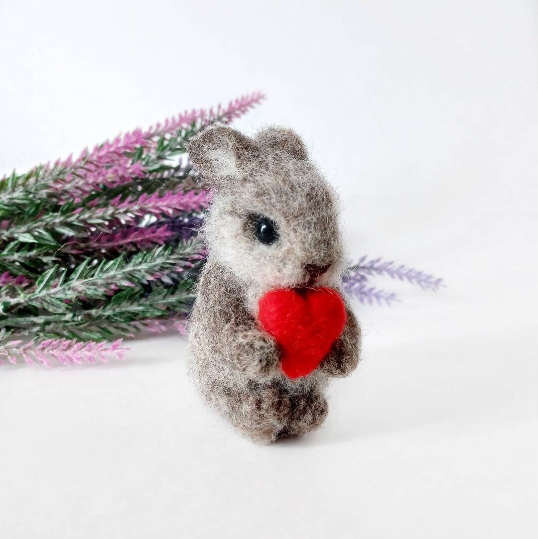 Needle Felted Rabbit Hare Needle Felted Bunny Figurine Needle Felt ...