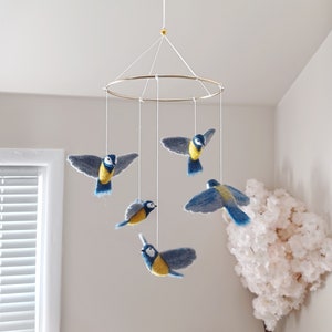 Bird Mobile for Nursery Flying Bird Baby Mobile Girl Chickadee Garden ...