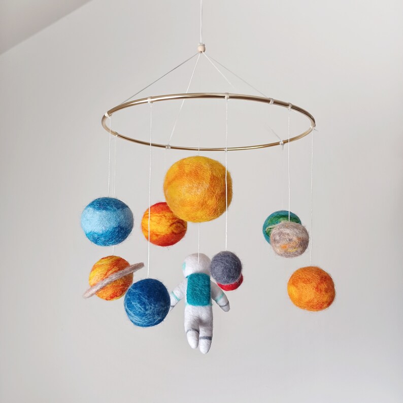 Solar system mobile crib Space mobile for nursery Planet mobile Space baby mobile Space nursery hanging decor Baby shower gift newborn image 5