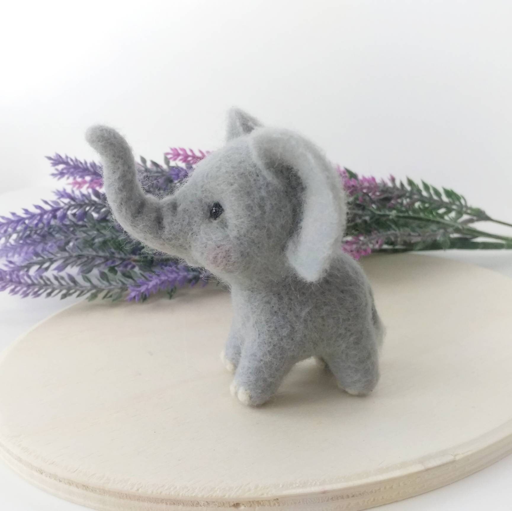 Needle Felt Starter Kit Elephant Animal Doll With Wool Blanket