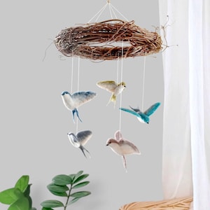Bird mobile nursery Flying birds baby mobile neutral Swallow mobile Woodland nursery mobile Forest crib mobile girl Garden baby mobile boy