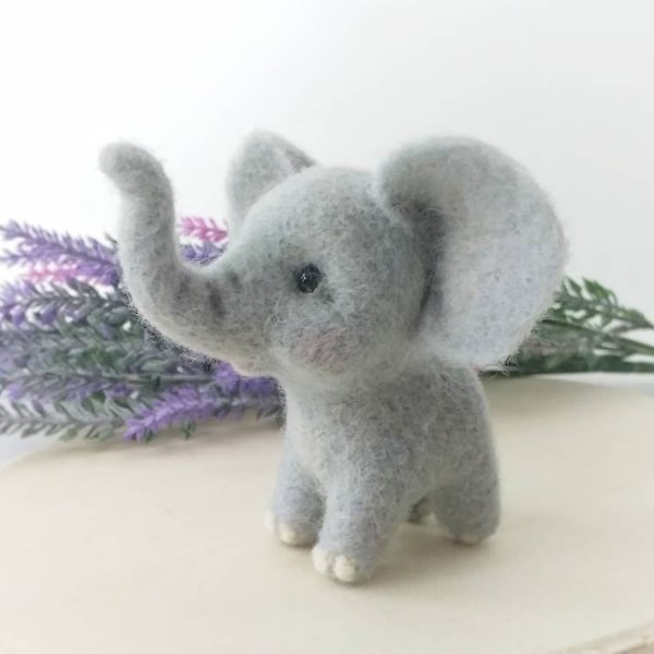 Needle felted elephant Needle felted animals Felt animal Woodland wool elephant Christmas tree toys