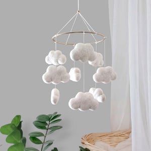 Cloud mobile nursery Cloud baby mobile boy Sky mobile Space crib mobile girl Boho mobile neutral Nordic Felt cloud nursery decor ceiling