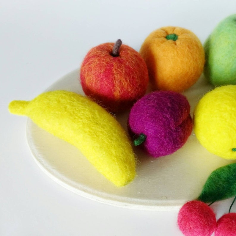 Felt Fruits Needle Felted Play Kitchen Set Montessori Materials Pretend ...