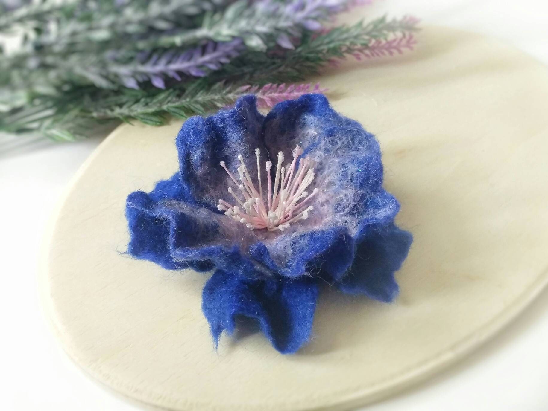 Felted Broach Felt Flowers Brooch Wool Fabric Flower Pin Blue Scarf Jewelry Shawl Jewellery Gift Woman Etsy