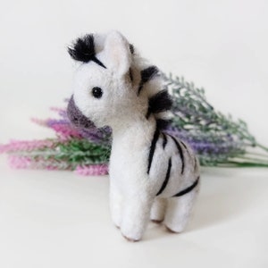 Needle felted zebra Needle felted animals Felt animal Mini felt zebra Christmas tree toys Small wool zebra sculpture