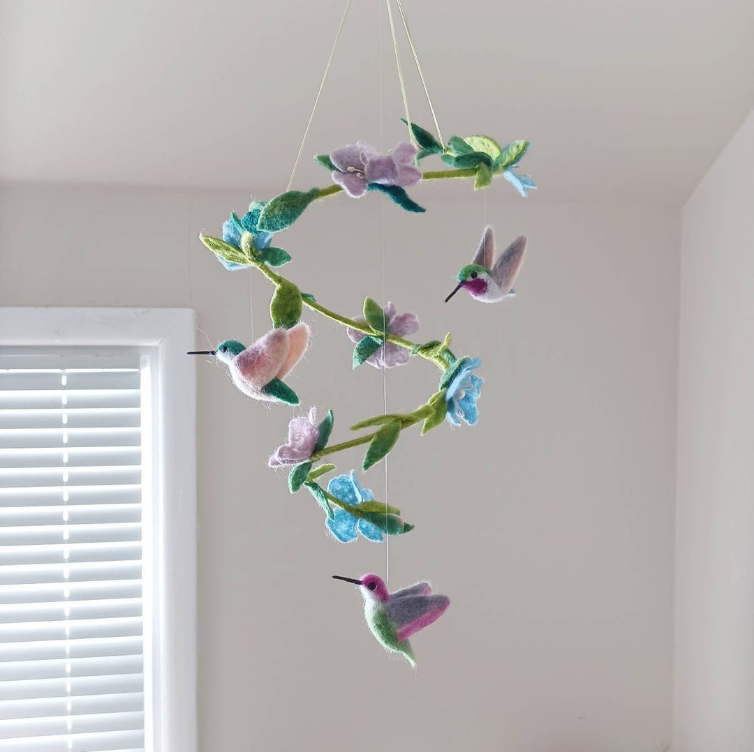 Hummingbird Mobile Bird Baby Mobile Girl Flower Mobile Nursery Nature