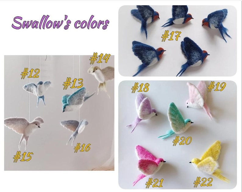 Flying Bird Mobile for Nursery Swallow Mobile Birds Baby Mobile Girl ...