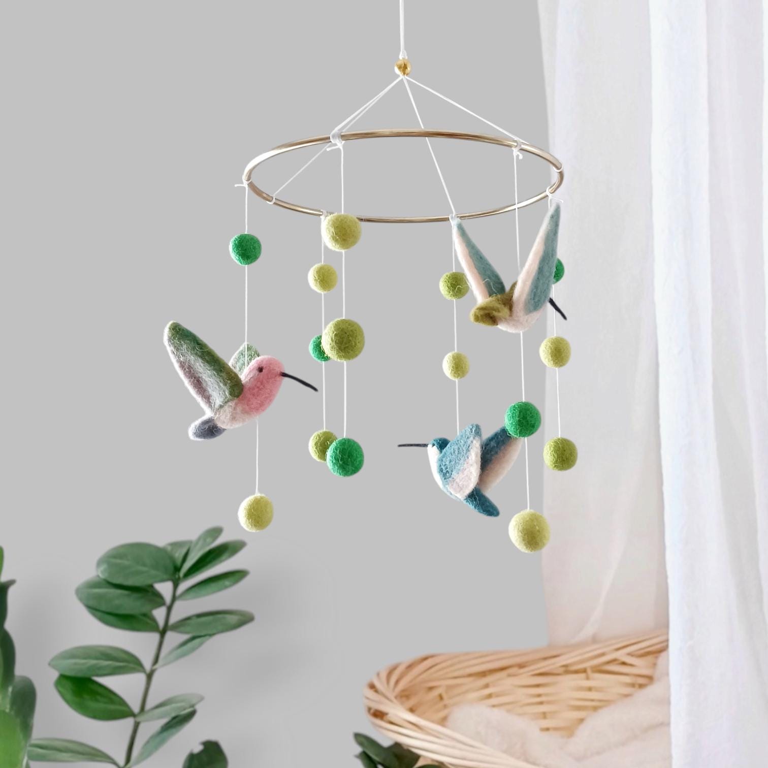 Flying Bird Mobile Hummingbird Mobile Felt Birds Baby Mobile Girl ...