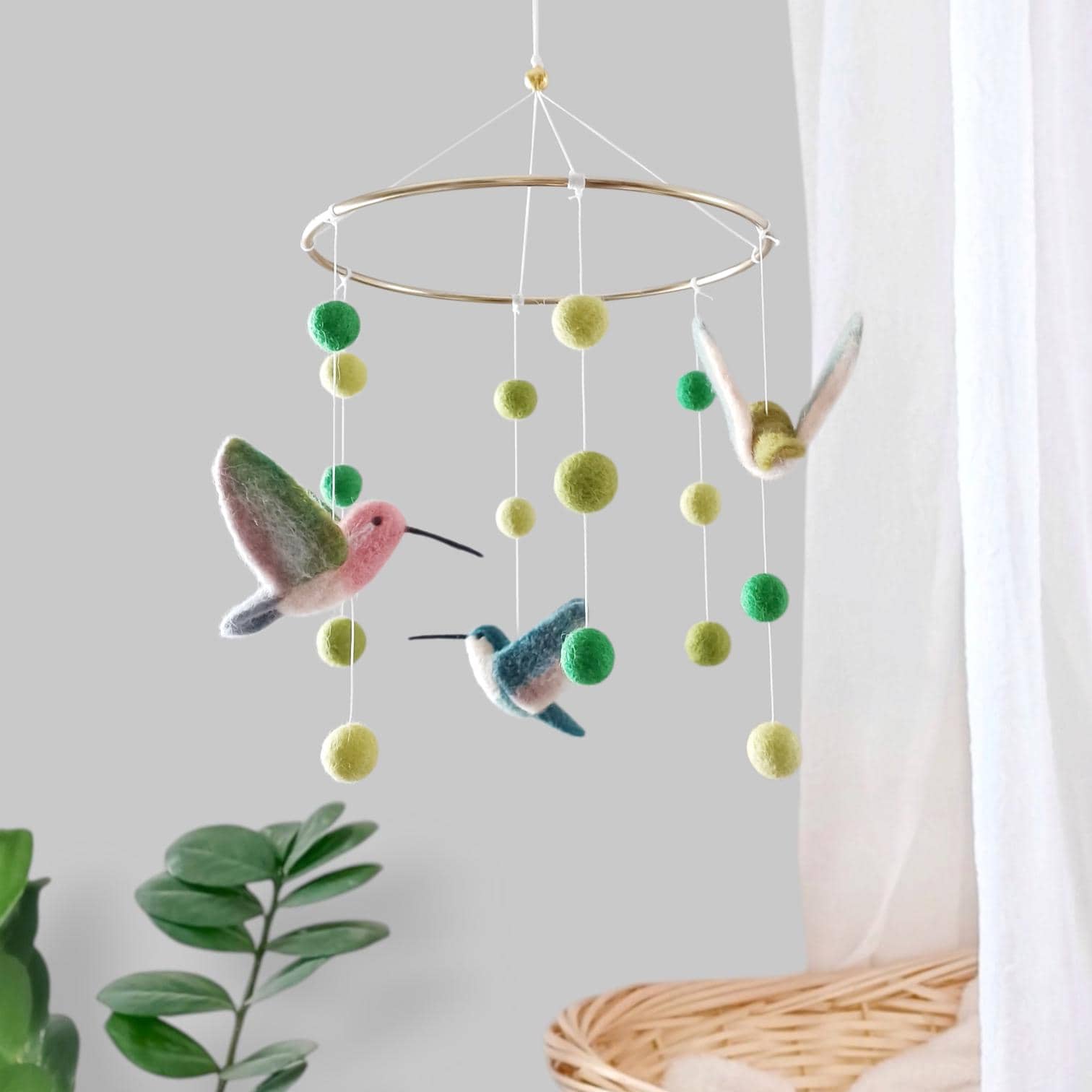 Flying Bird Mobile Hummingbird Mobile Felt Birds Baby Mobile Girl ...