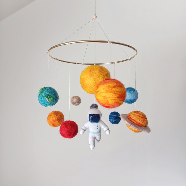 Solar system mobile crib Space mobile for nursery Planet mobile Space baby mobile Space nursery hanging decor Baby shower gift newborn image 4