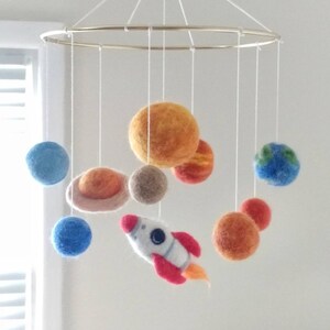 Pastel Solar System Mobile Crib Felt Planets Mobile Nursery Outer Space ...
