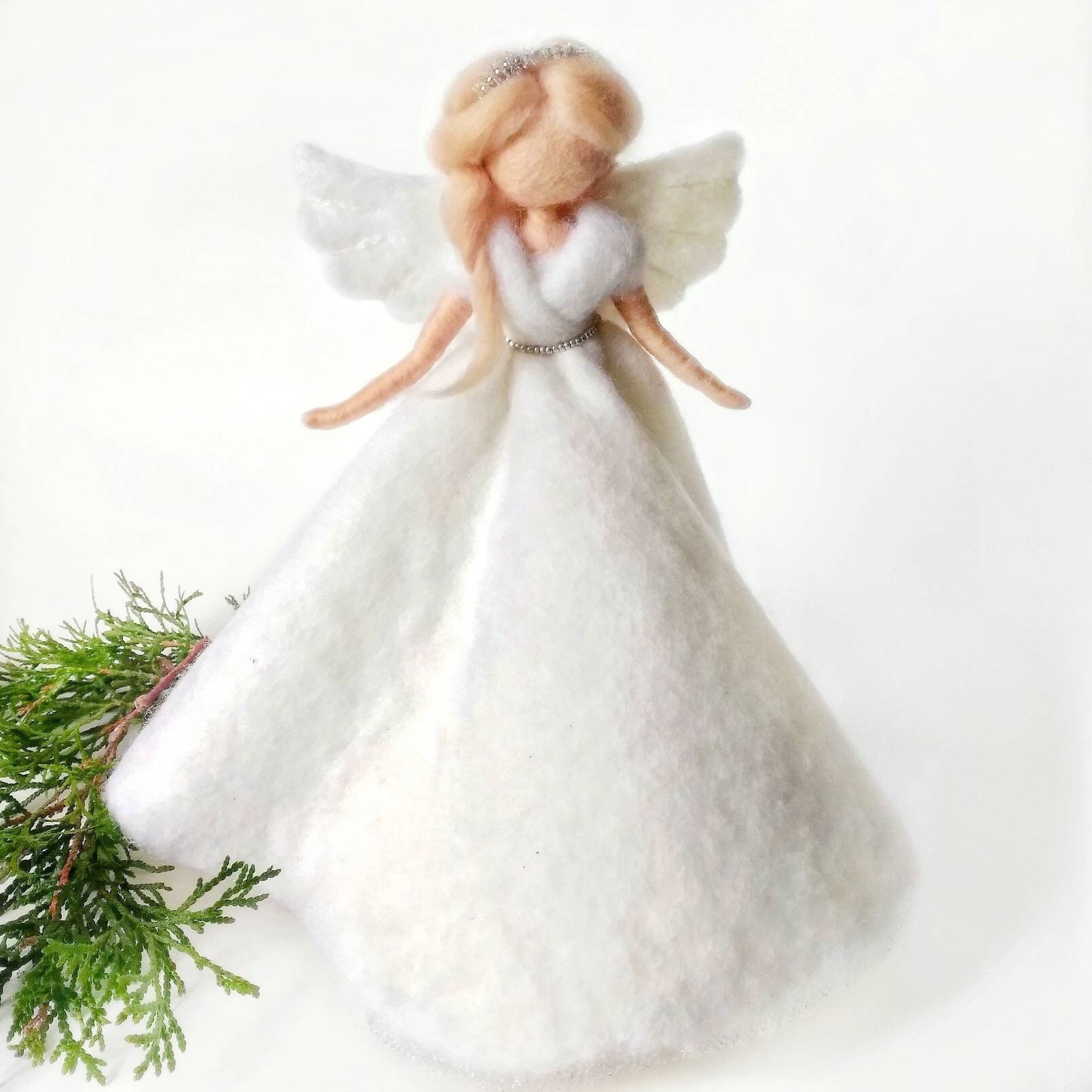 Christmas Angel Tree Topper Silver Needle Felted Angel Doll - Etsy Canada
