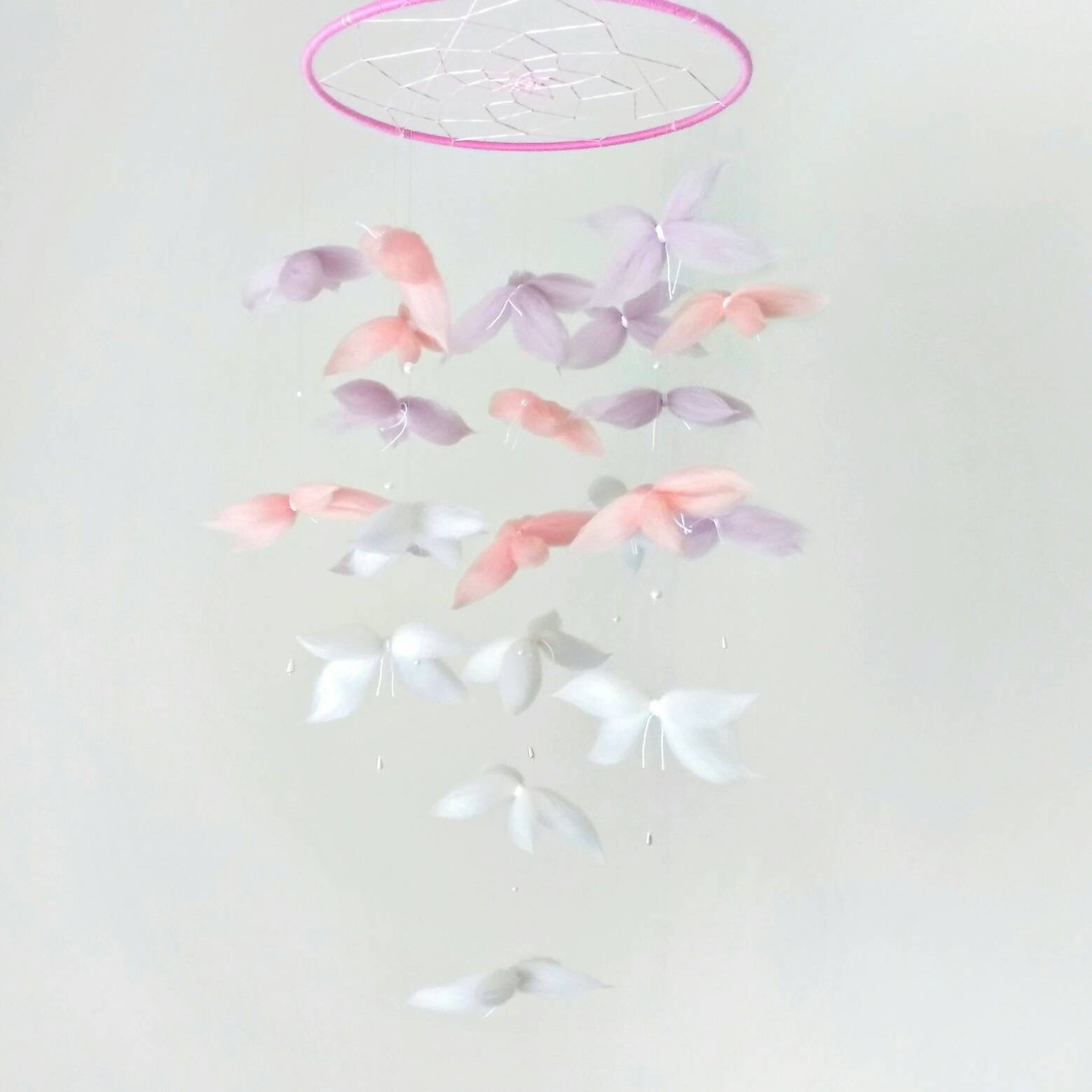 Butterfly Mobile Nursery Baby Cot Mobile White Pink Girl Etsy