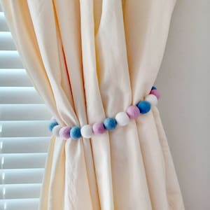 Mädchen Vorhang Krawatte Rücken Blau Rosa Vorhang Holdback Kinder Kinderzimmer Vorhang Krawatte FilzKugel Gardine Krawatten Wolle Perlen Vorhanghalter