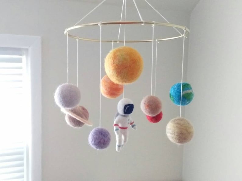 Solar System Mobile Nursery Pastel Outer Space Mobile Baby Boy Felt ...