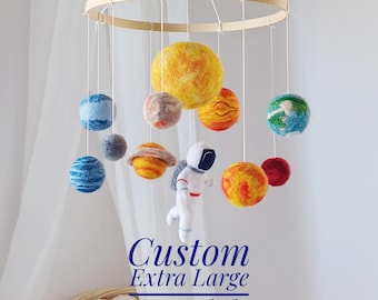 Custom Extra Large 14" Solar System mobile Outer space baby mobile for nursery Hanging planets decor