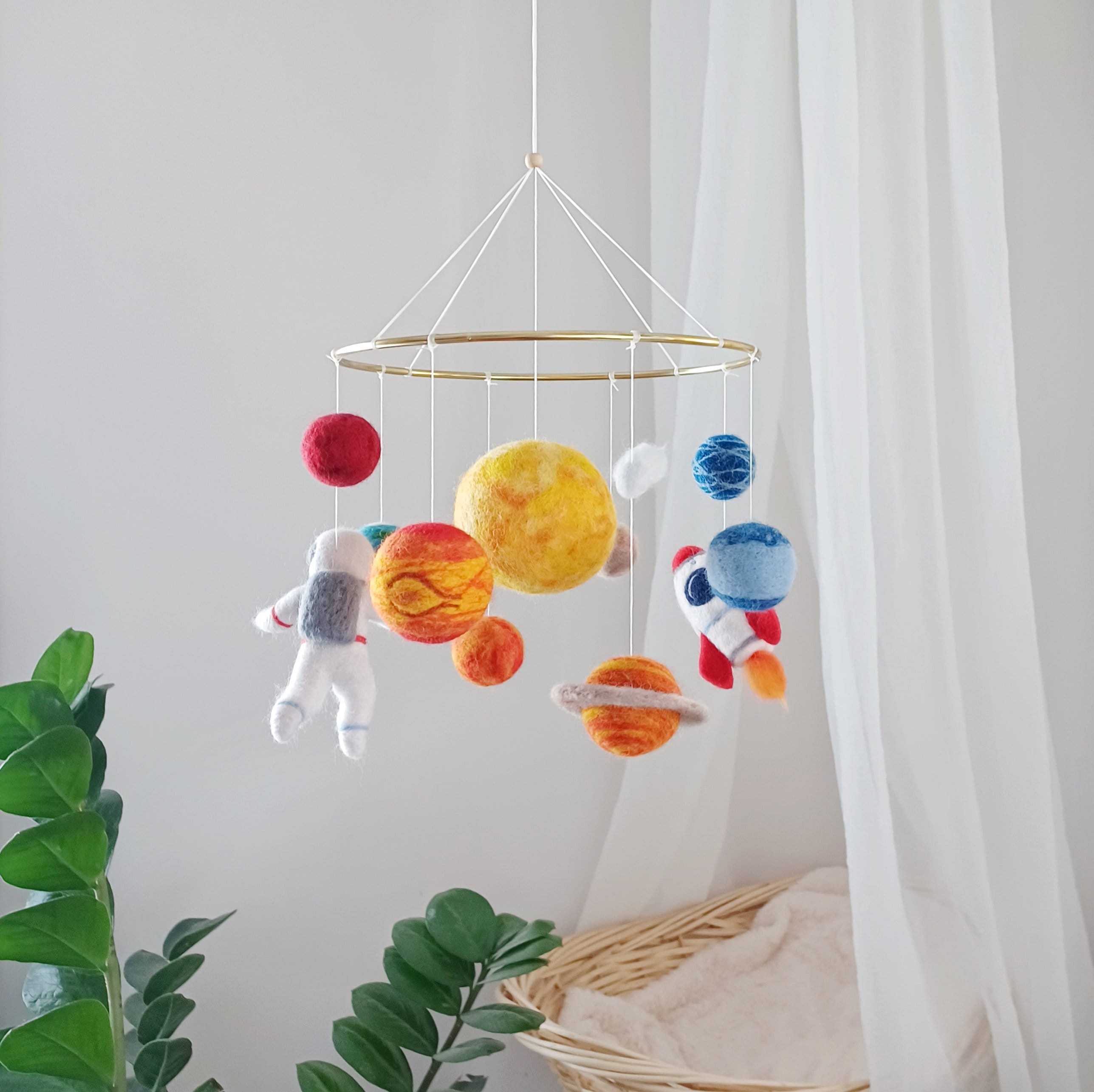 Solar System Mobile Baby Space Mobile Nursery Felt Planets Mobile Crib ...