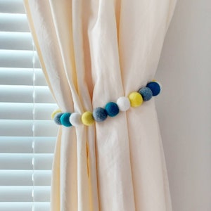 Grüne Gardine Holdback Jungen Vorhang Krawatte Rücken Gelb Pom Pom Vorhang Krawatte Kinder Perlen Draperie Halter Nordische Accessoires