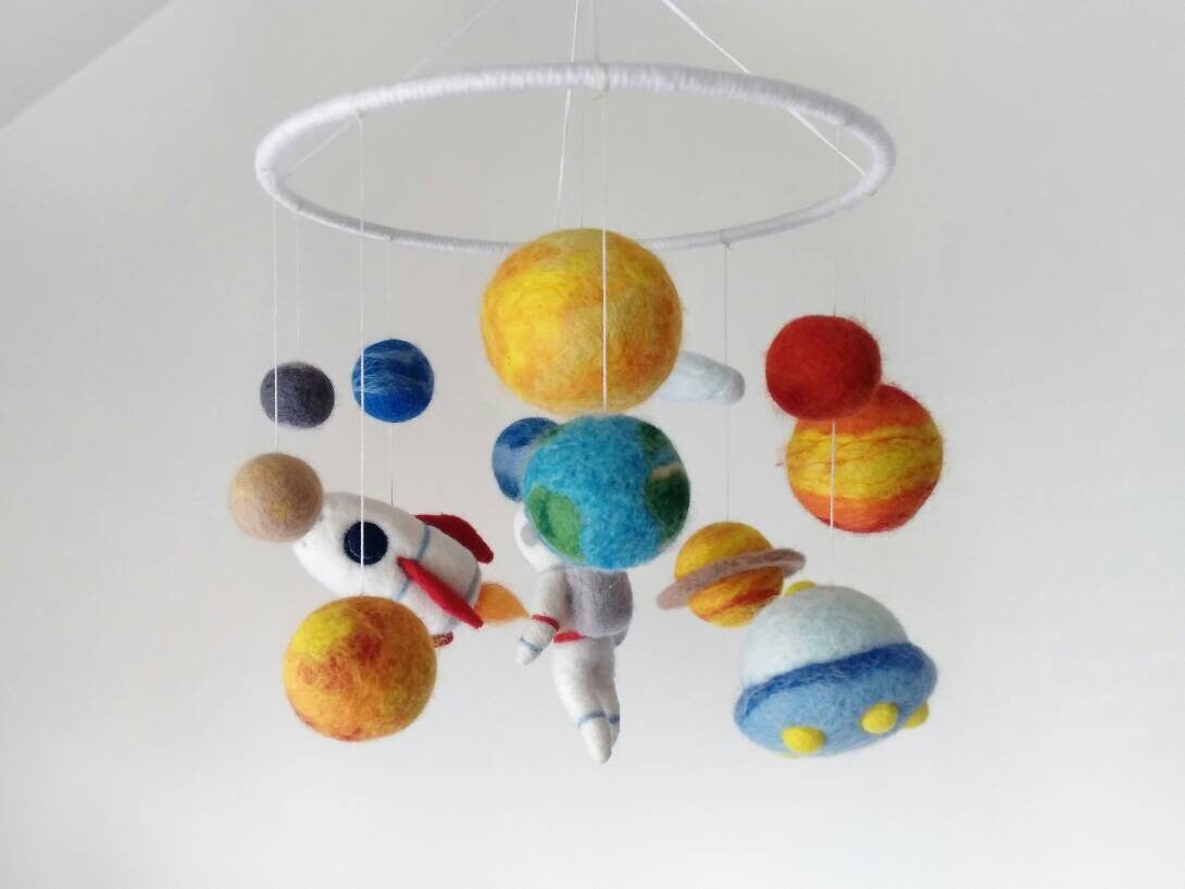 Solar System Mobile Crib Felt Planets Mobile Nursery Astronaut | Etsy